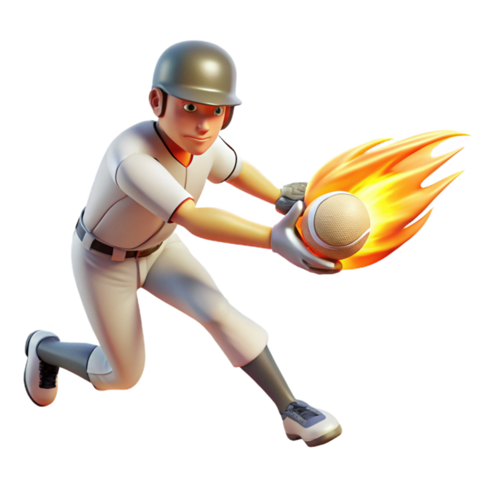 Fiery Baseball Catch 3D Animation png