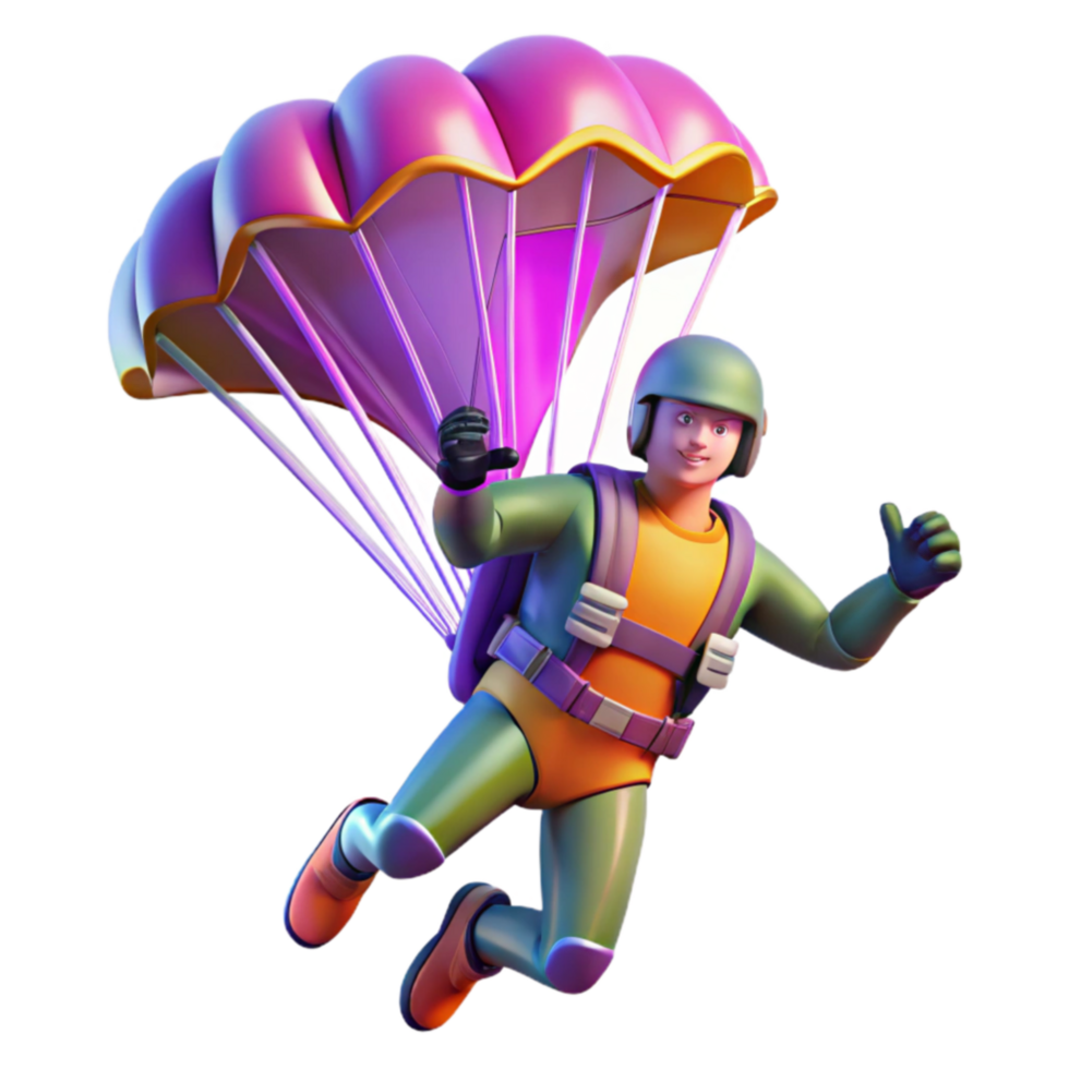 Parachuting Adventure Thrilling Descent, Colorful Canopy png