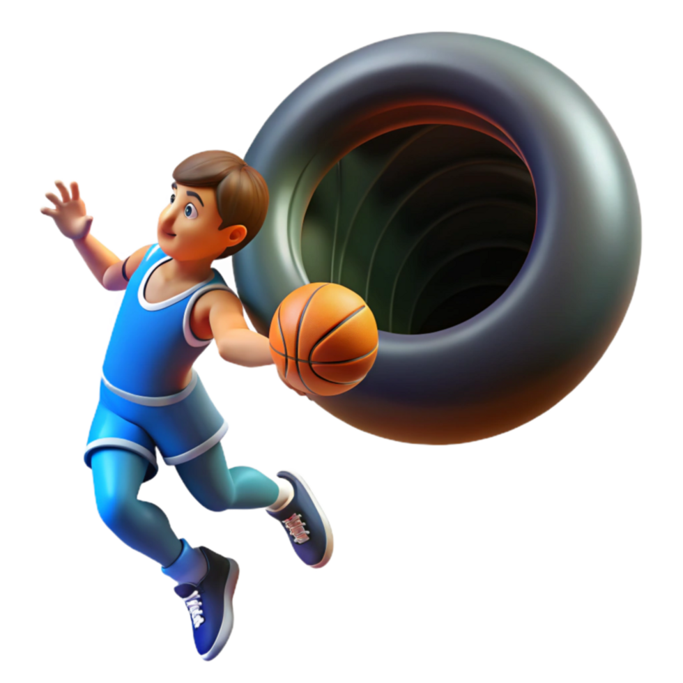 Kid's Basketball Dunk 3D Cartoon Illustration png