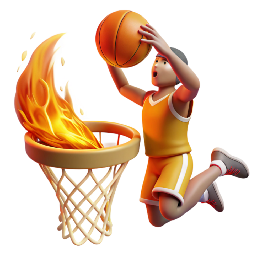 Flaming Basketball Dunk 3D Animation png