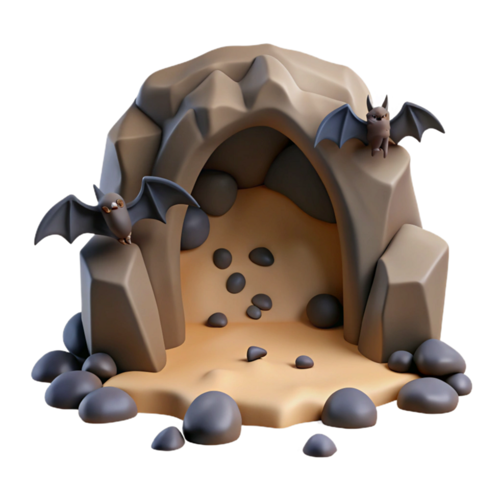 Bat Cave 3D Model Halloween Cave Scene with Bats png