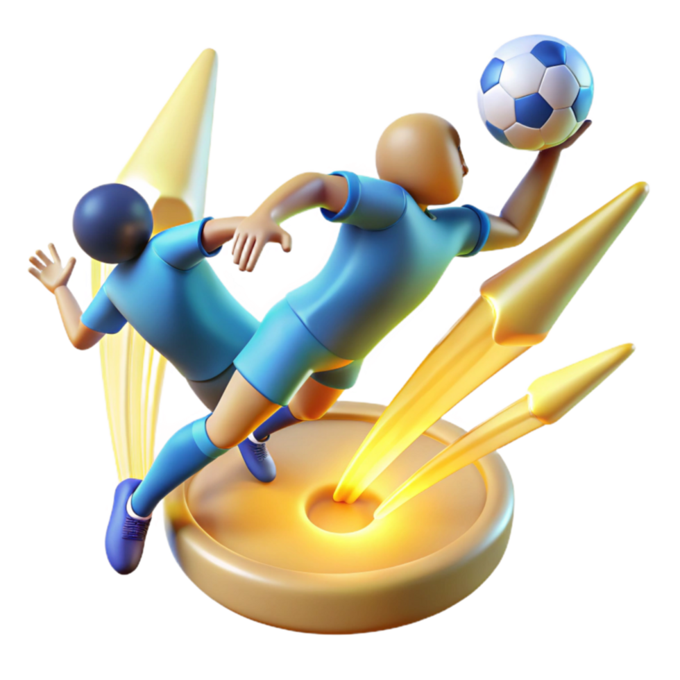 Dynamic Soccer Action 3D Animation of Players in Motion png