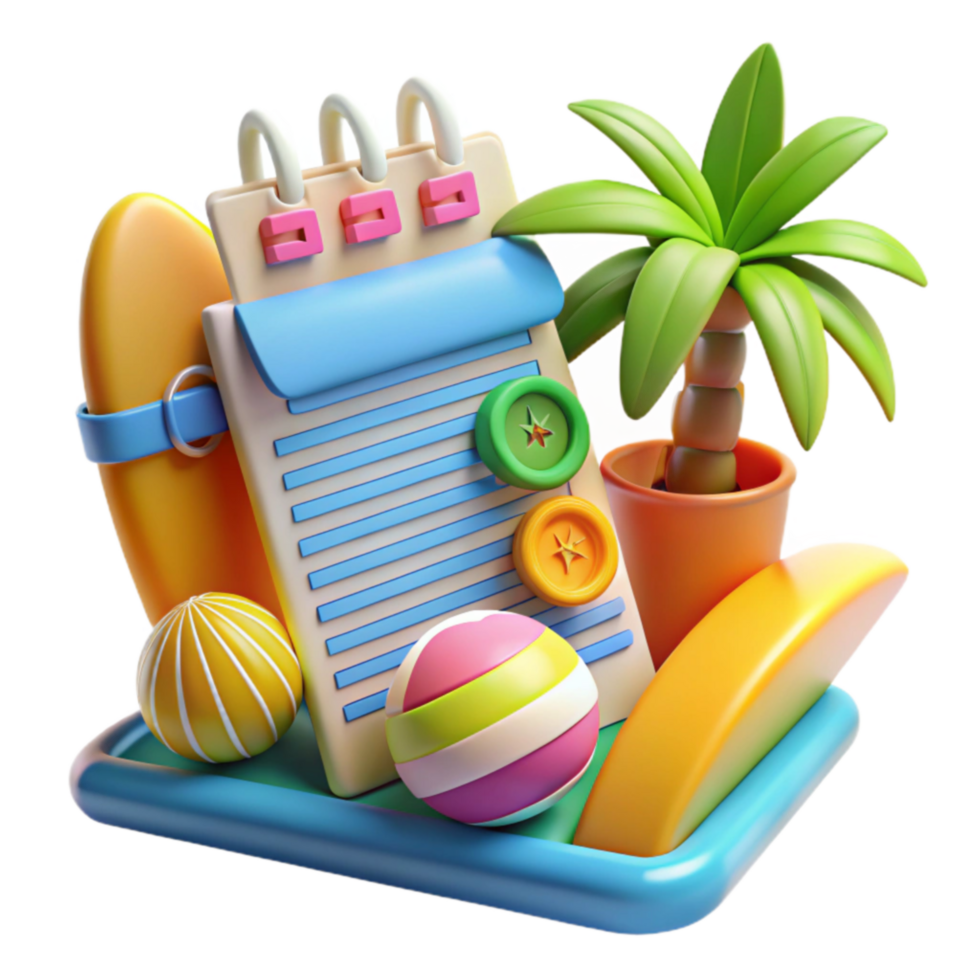 Summer Vacation Planner Checklist, Beach Balls, Palm Tree png