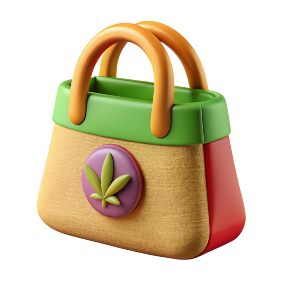 Colorful Tote Bag with Cannabis Leaf Design png