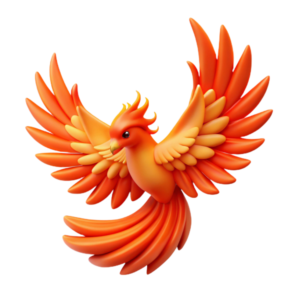 Fiery Bird 3D Render of Mythical Creature png