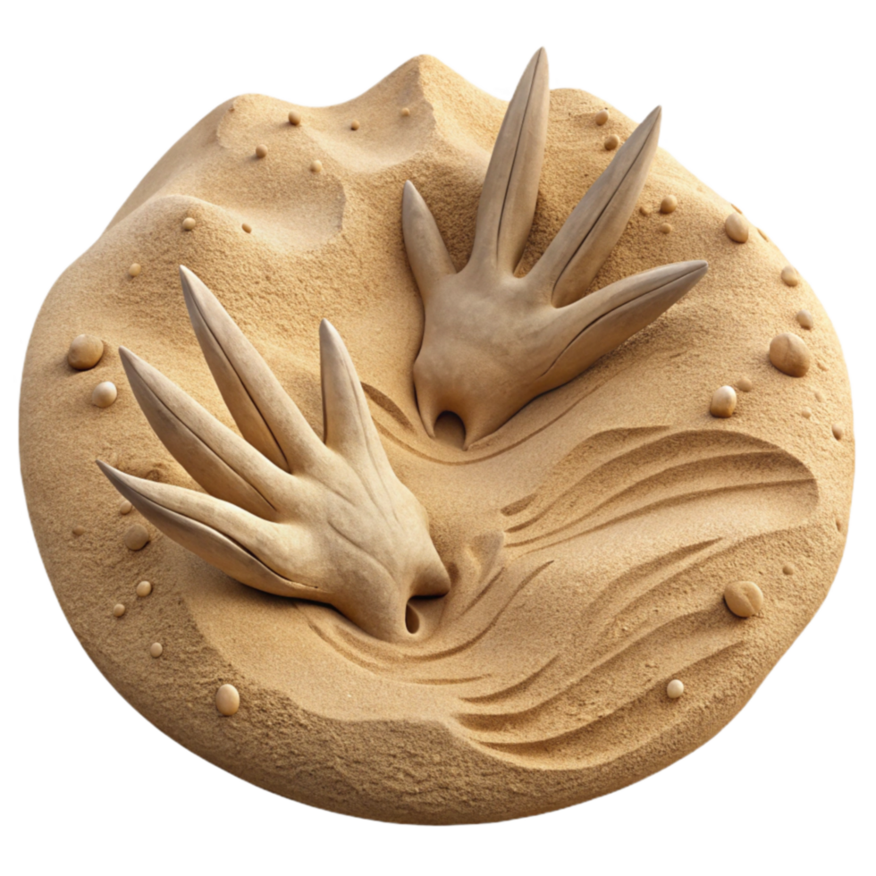 Sand Sculpture Hands Emerging from Dunes png