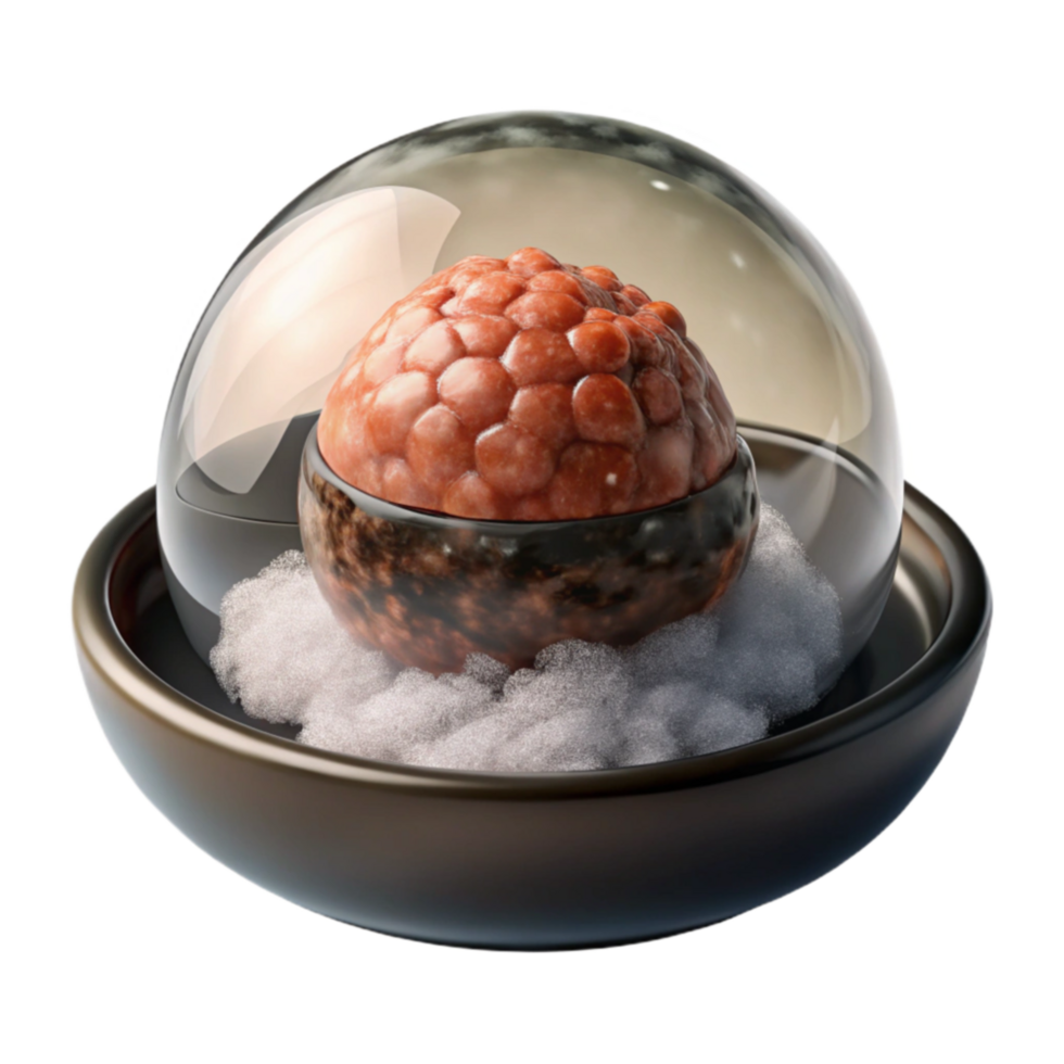 Encased Culinary Sphere A Textural Food Presentation png