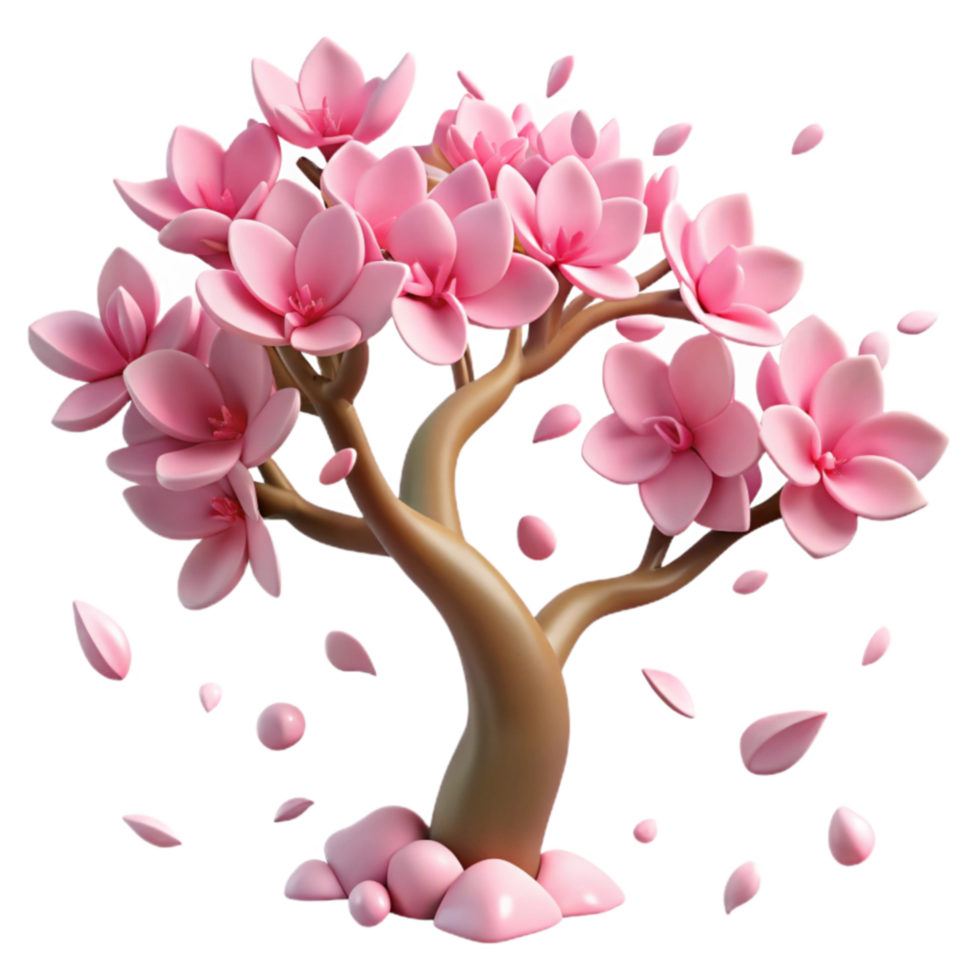 Pink Flower Tree 3D Render of Blossoming Springtime png
