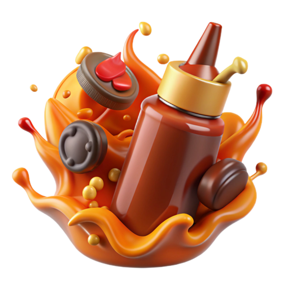 Sweet Caramel Sauce Splash with Chocolate Confections png