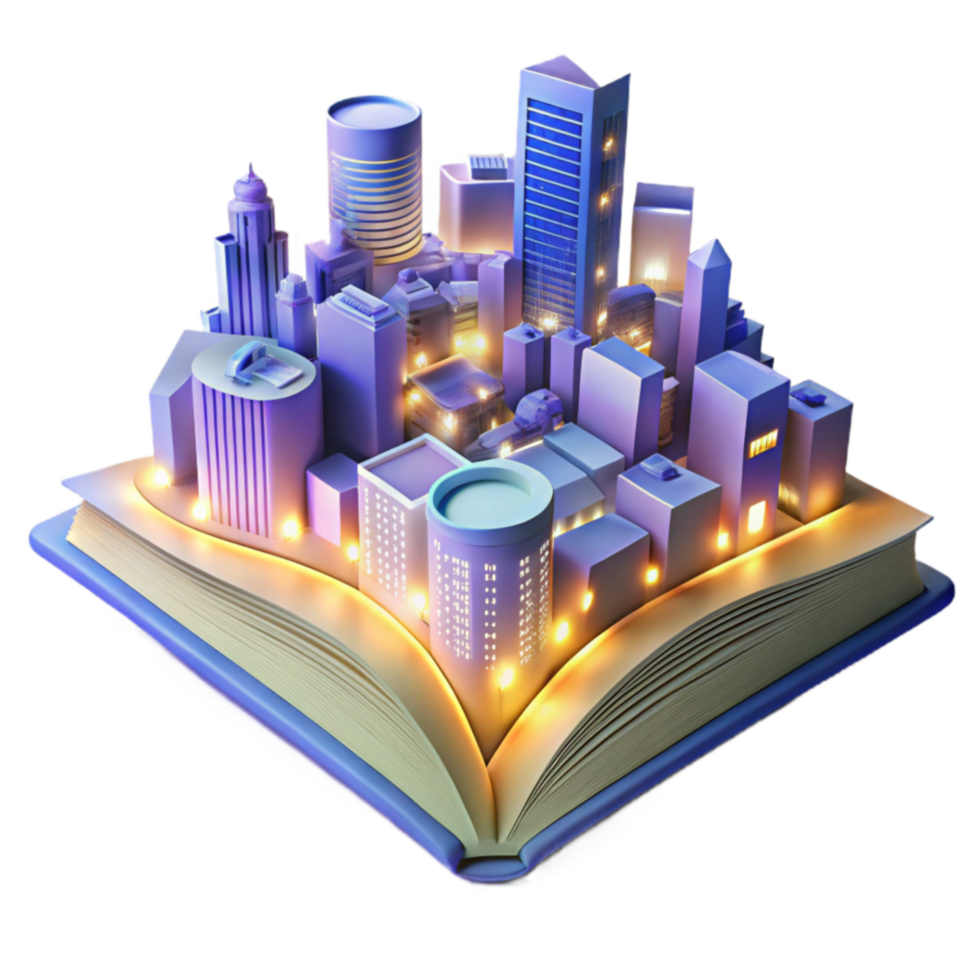 Urban Development A City's Rise from Book Pages png