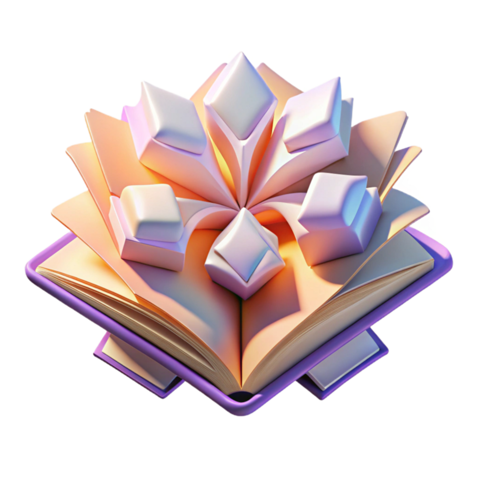 Abstract Book with 3D Shapes A Visual Metaphor png