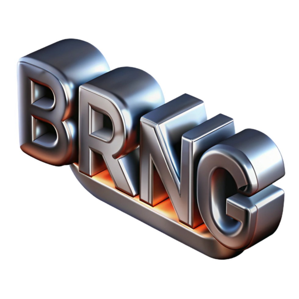 3D Metallic Text Rendering Design, Style, and Visual Effects png