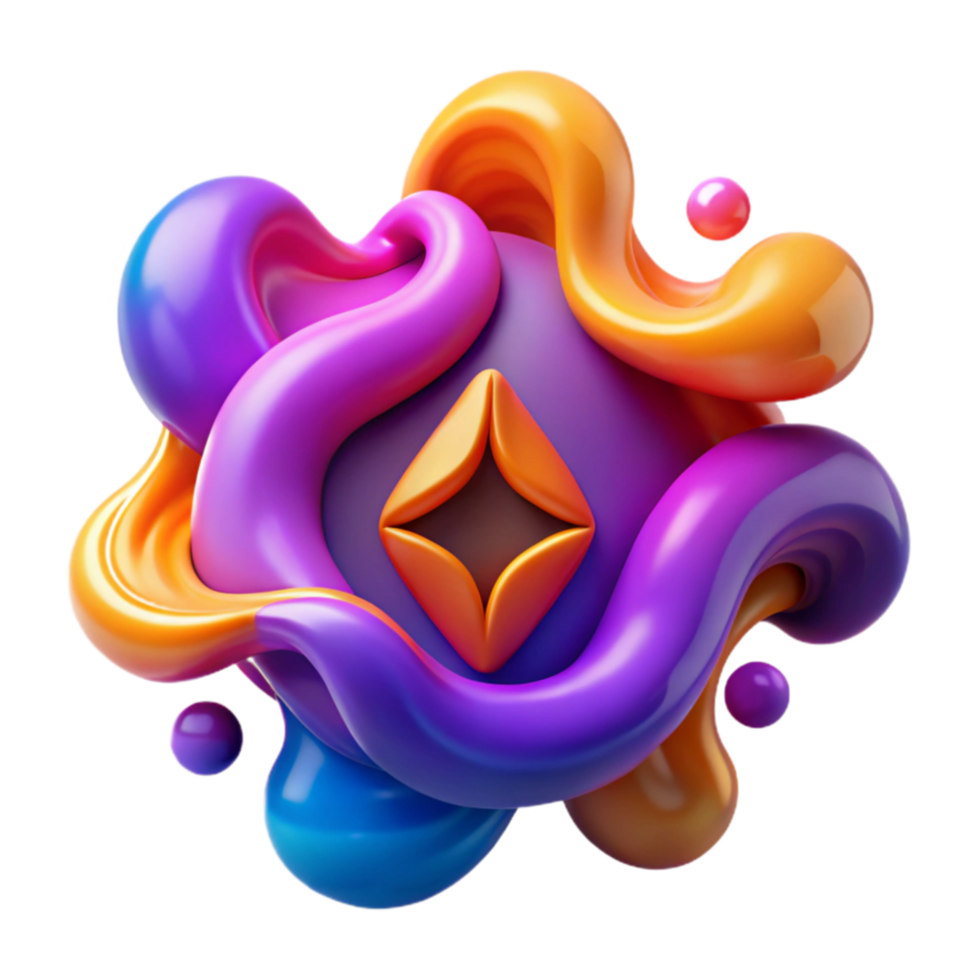 Abstract Colorful 3D Liquid Shapes with Geometric Center png