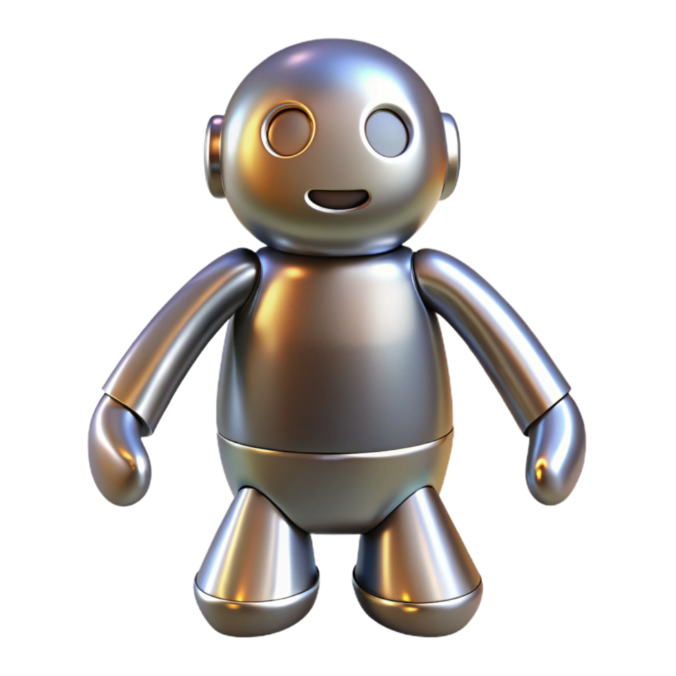 Friendly Metal Robot 3D Render of a Playful Bot png