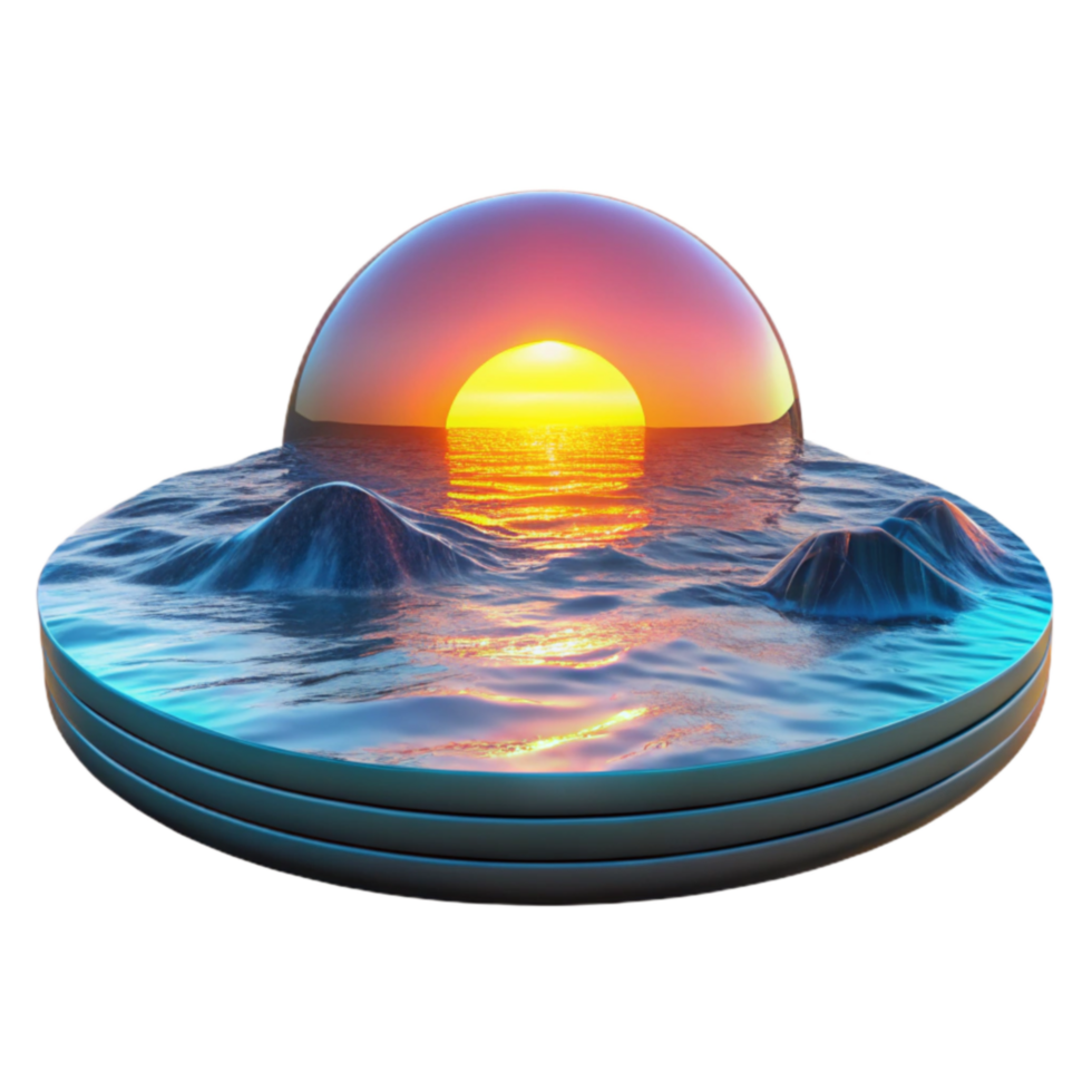 Ocean Sunset Glass Dome Seascape png