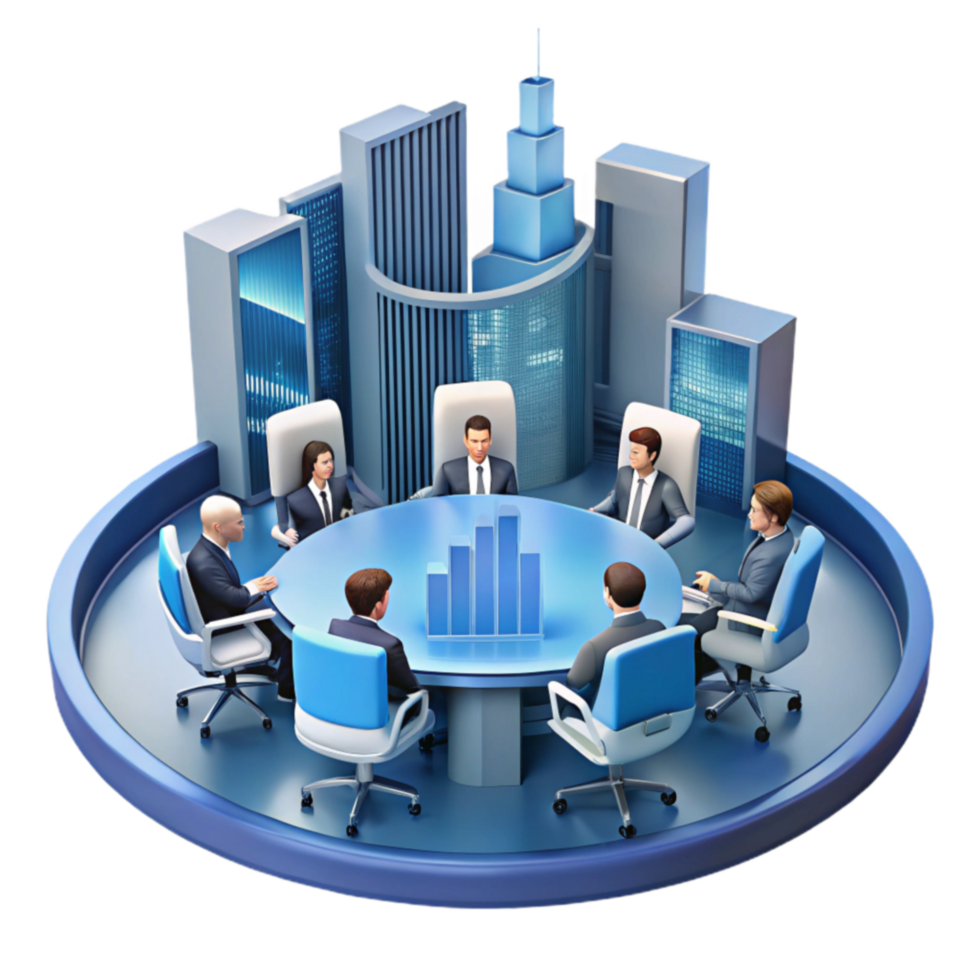 Strategic Business Meeting Cityscape, Collaboration, and Growth png