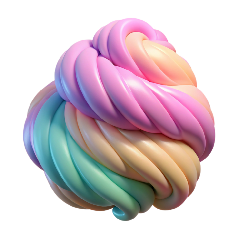 Abstract Pastel Swirl 3D Render of Candy like Texture png