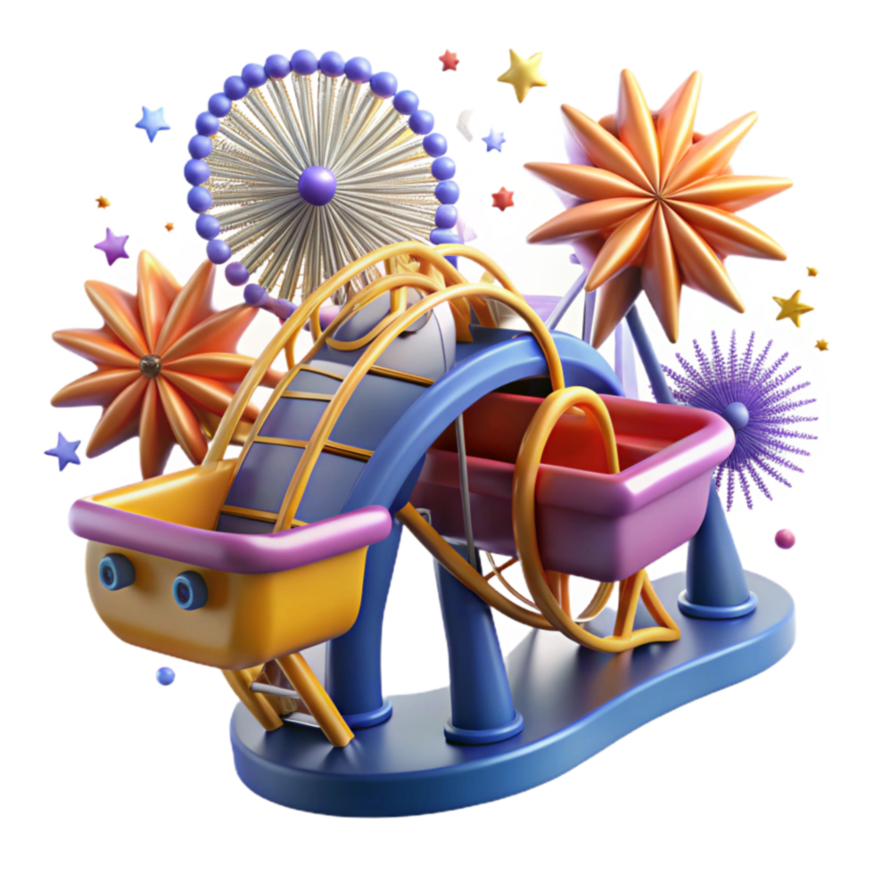 Whimsical Amusement Park Ride 3D Render png