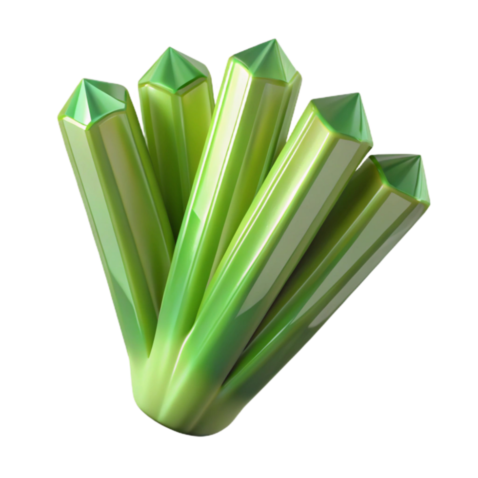 Green Crystal Cluster Geometric Facets and Shiny Surface png