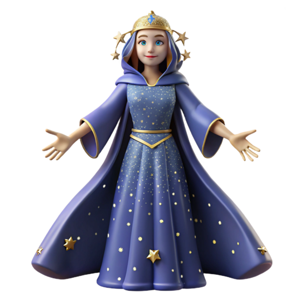 Starry Night Princess 3D Render of a Celestial Queen png