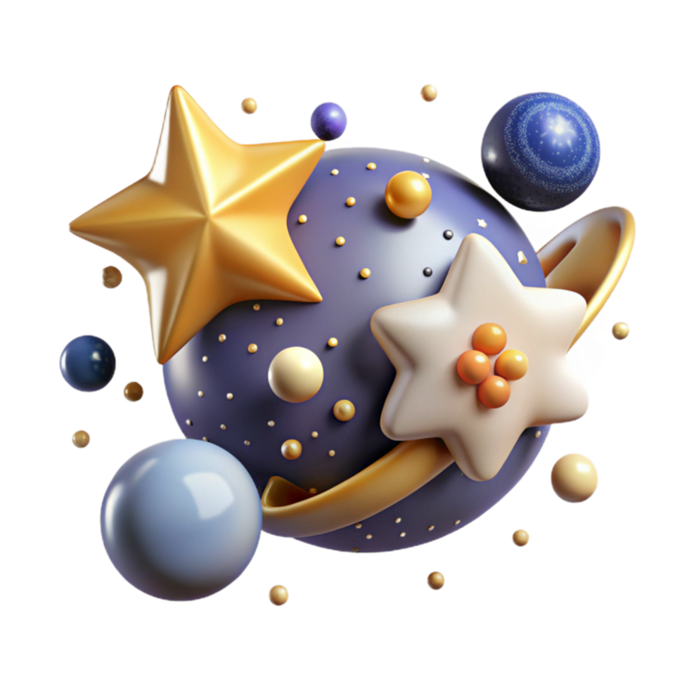 Cosmic Sphere 3D Render of Abstract Celestial Scene png