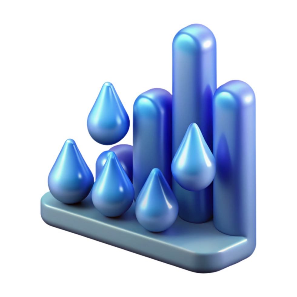 Water Data Visualization 3D Render of Rainfall Statistics png