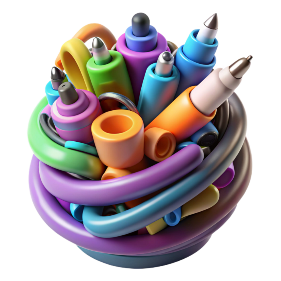 Abstract Colorful Pens and Tubes in a 3D Render png