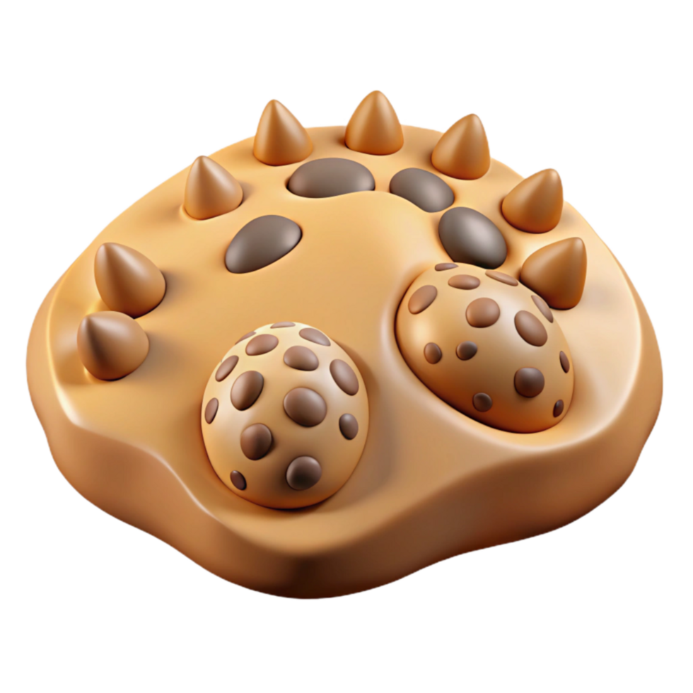 3D Render of Stylized Dinosaur Footprint with Spots png