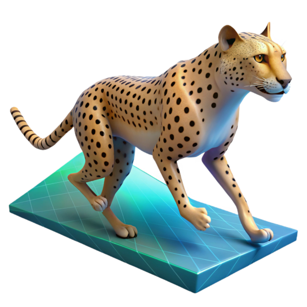 Cheetah in Motion 3D Render of a Running Cheetah png