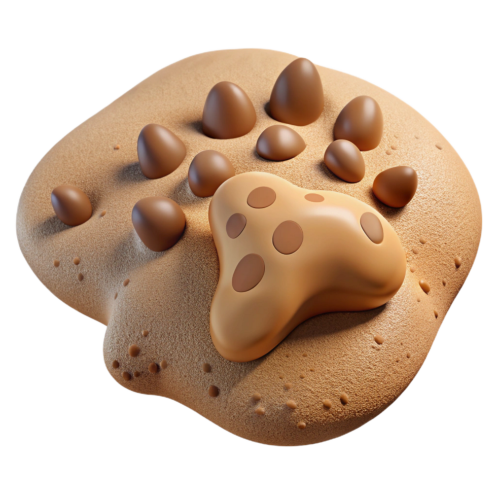 3D Render of Paw Print in Sand png