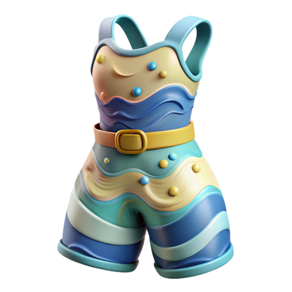 Ocean Wave Jumpsuit 3D Render of Summer Fashion png