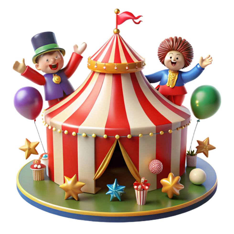 Circus Fun A Whimsical 3D Render of a Carnival Tent png