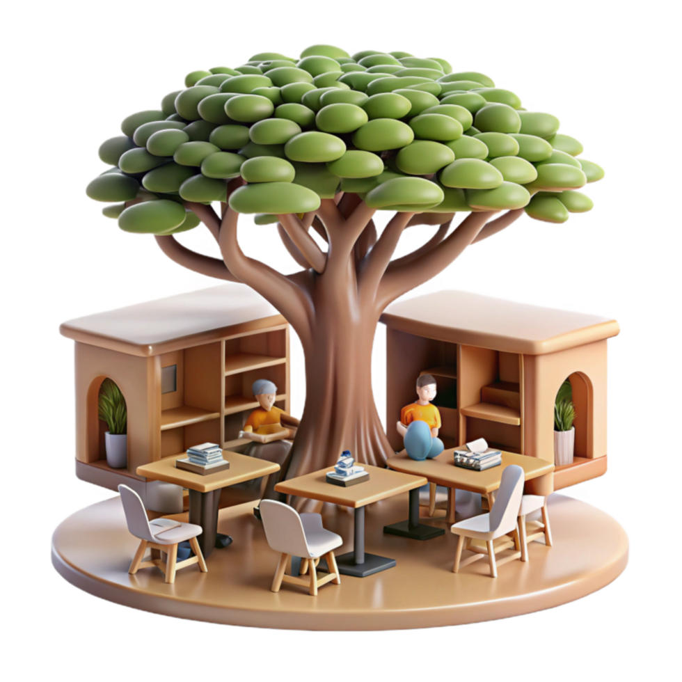 Outdoor Study Space Under a Tree Learning Environment png