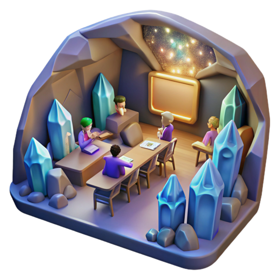 Cave Meeting Crystal Adorned Conference Room png