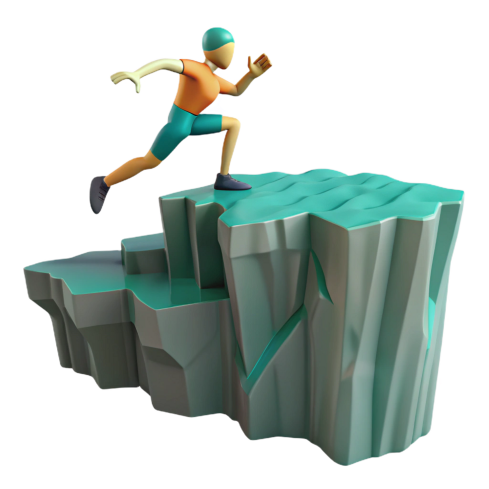 3D Render of Athlete Leaping to Success png