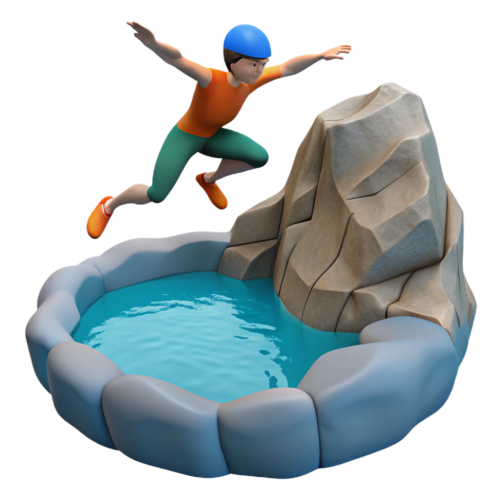Person Cliff Jumping into Pool png
