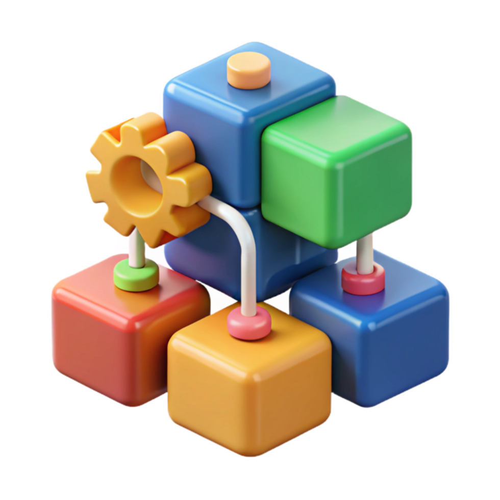Modular System Interconnected Blocks and Gears png