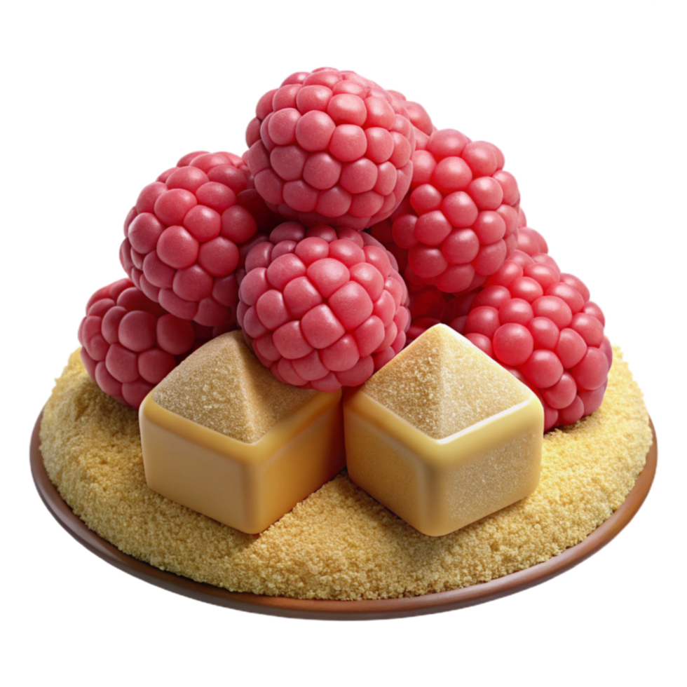 Raspberry and Caramel Dessert Gourmet Pastry with Sugar Crystals png
