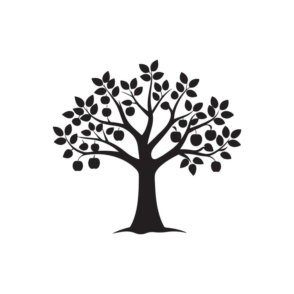 Simple creative black tree icon art place on white background vector