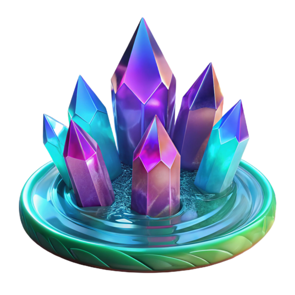 Vibrant Crystal Cluster in Iridescent Pool png