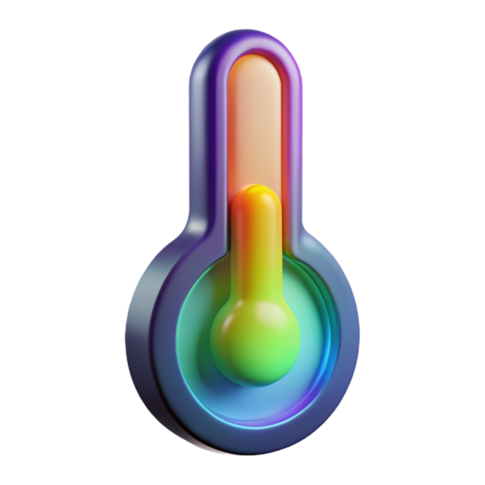 Rainbow Thermometer 3D Render of Colorful Temperature Gauge png