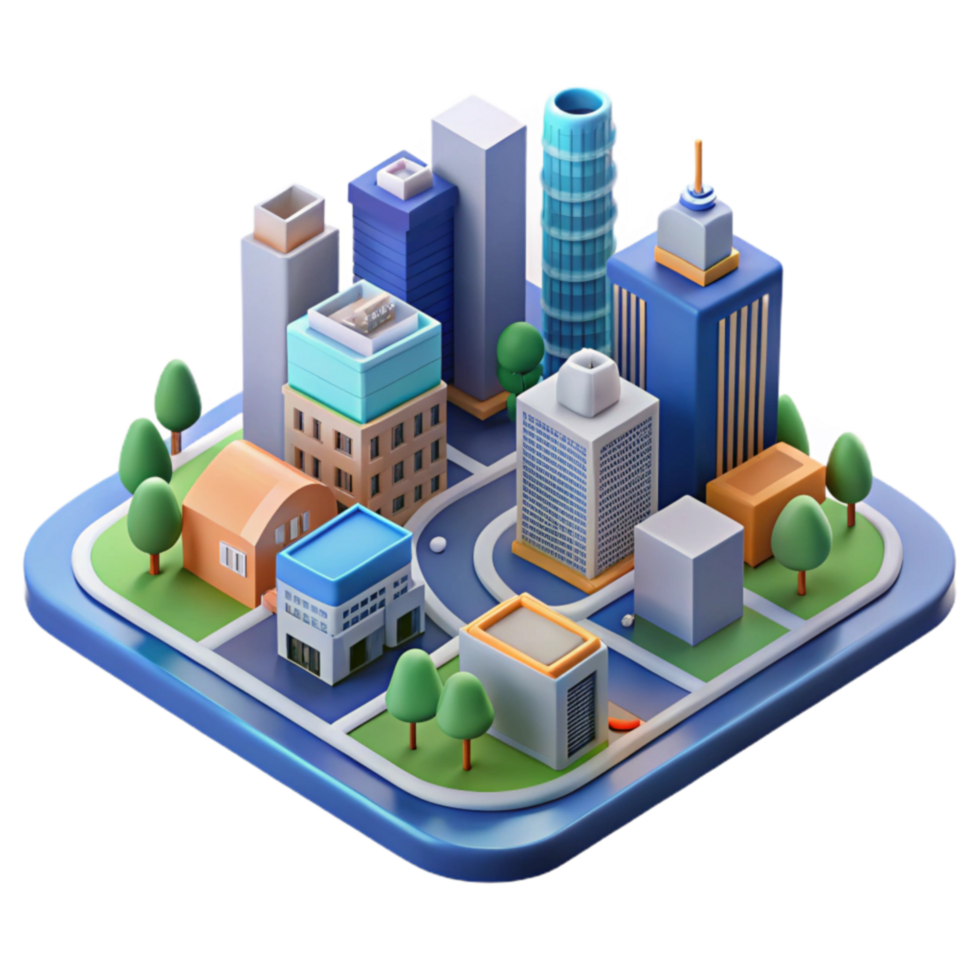 Isometric Cityscape Urban Planning, 3D Model, Building Design png