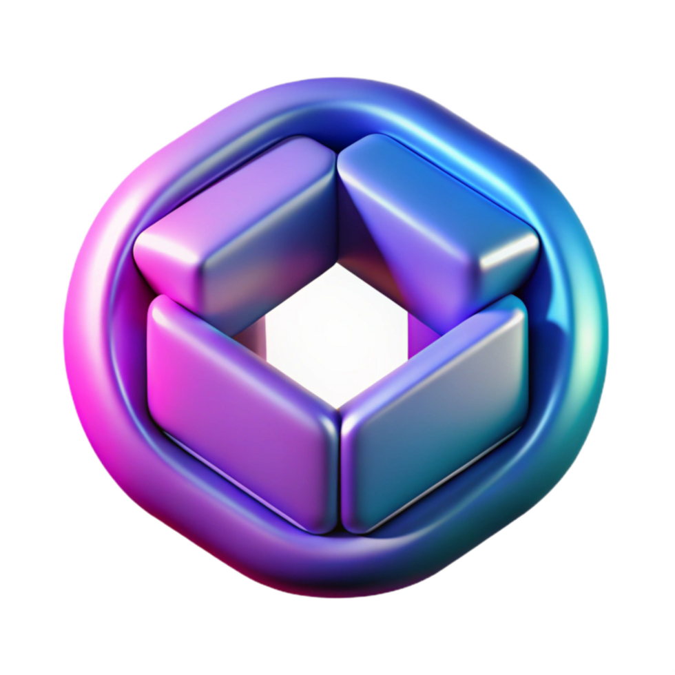 Abstract 3D Hexagon Interlocking Cubes, Gradient Colors, Geometric Design png