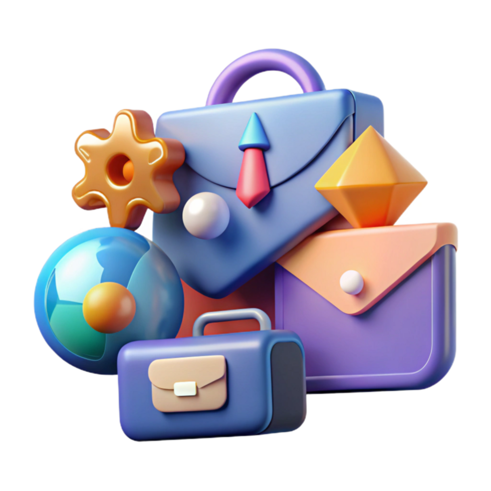 Global Business Success 3D Render of Productivity, Growth, and Teamwork png