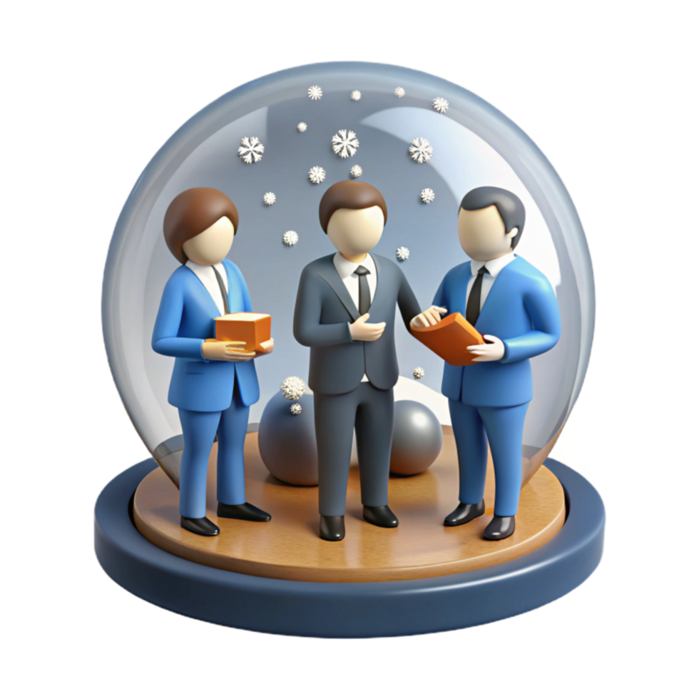 Business Meeting in a Winter Snow Globe png