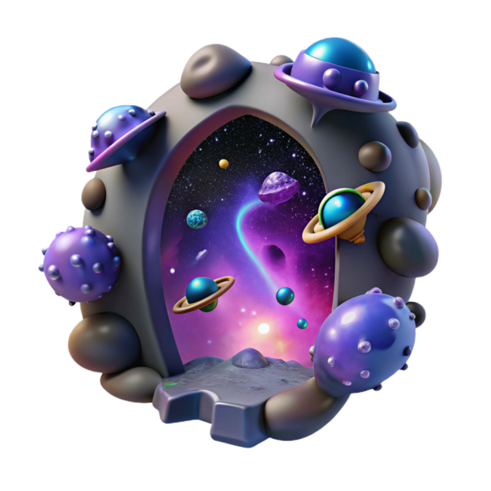 Cosmic Portal 3D Render of a Fantasy Gateway to Space png