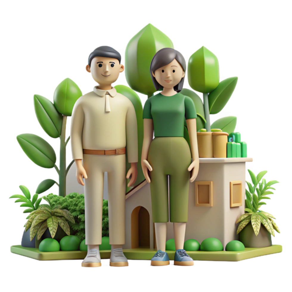 Couple Standing in Front of Eco Friendly Home png