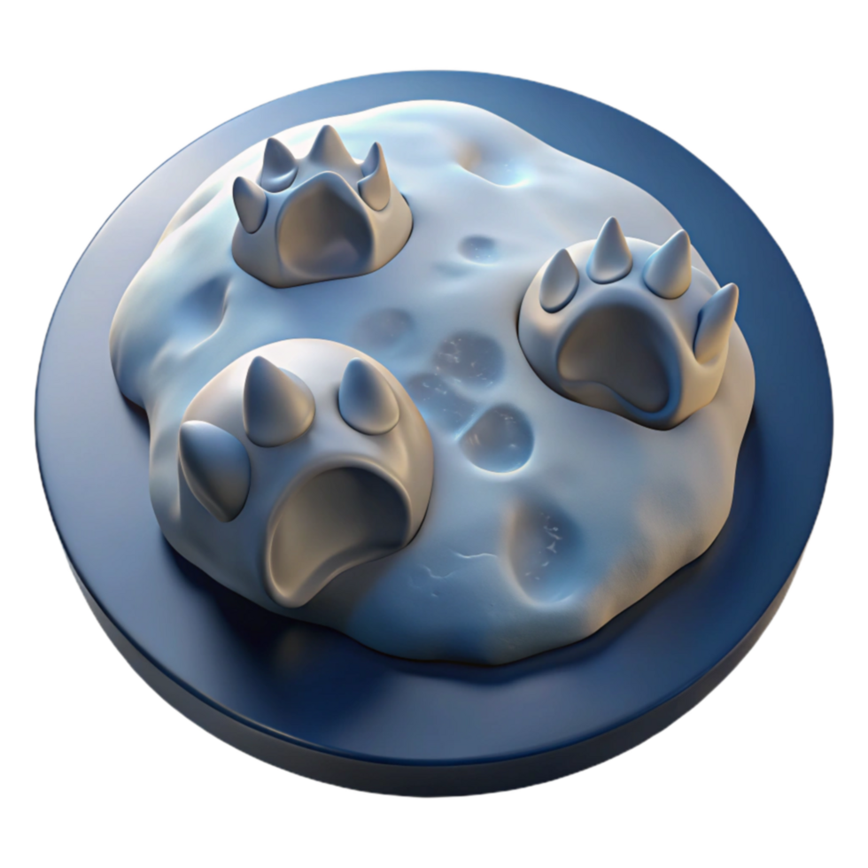 3D Render of Animal Paw Prints in Mud png