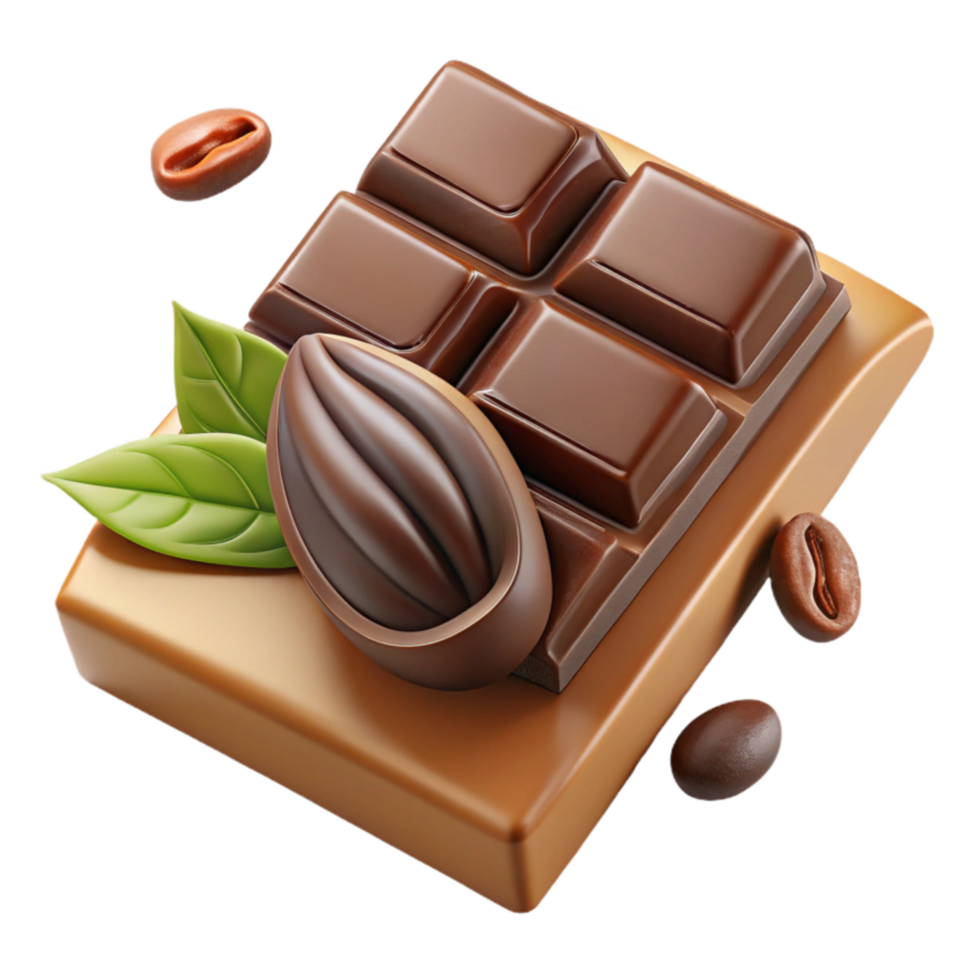Milk Chocolate Bar with Coffee Beans and Nut png