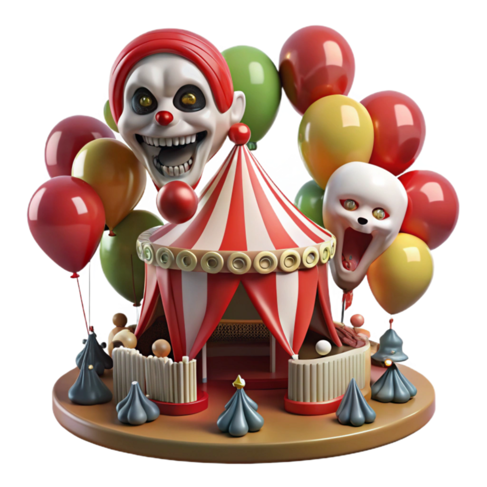 Creepy Circus Carnival of Fear with Balloons and Clown png